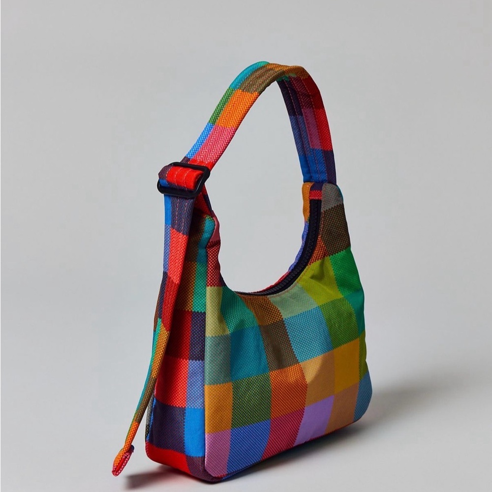 NWT BAGGU Mini Nylon Shoulder Bag Madras - Picture 7 of 12